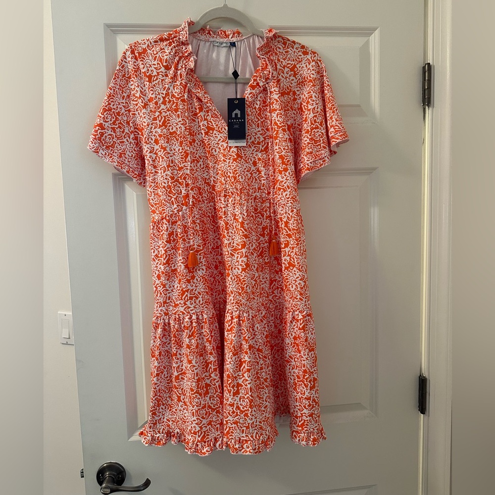 Cabana Life Pink and White Ruffled Tiered Mini Sundress